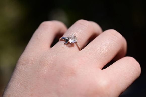 Raw Diamond Engagement Ring, Rough Uncut Diamond, White Diamond, Natural - Picture 2 of 10
